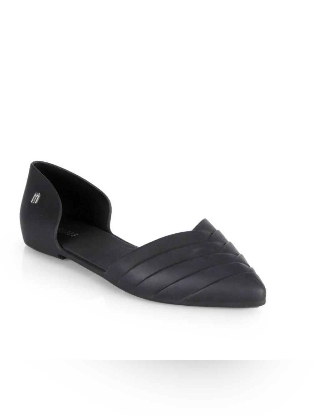 Melissa Petal Pointed Toe D'Orsay Jelly Ballet Flat Black